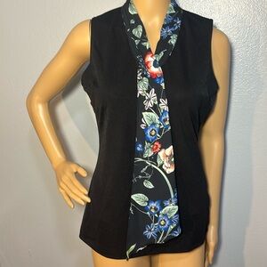 NWT NY & Co Scarf Neck Black Career Ware Shell Blouse